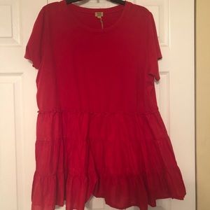 Red Layered Ruffle Tunic
